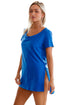 Sexy Dark Blue Cozy Short Sleeves T-shirt Cover-up